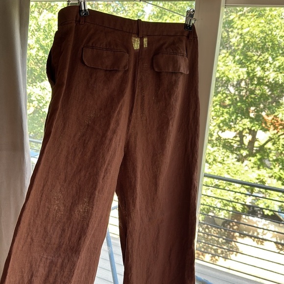 J.Crew Wide Leg Essential Pant Linen Roasted Cocoa US 8 - Picture 3 of 8